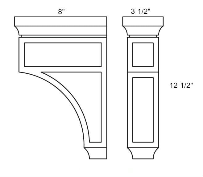 Classic White Large Recessed Accent Corbel, Woodcabinets4less