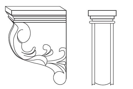 Classic White Small Scroll Accent Corbel, WoodCabints4Less