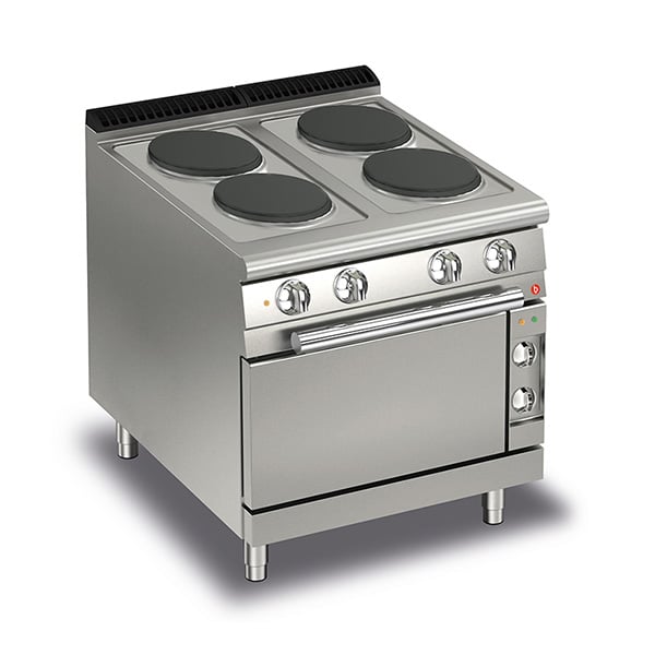 Baron Q70PCF/E800 Queen7 - 4 Burner Solid Plate Electric Cooktop with Electric Oven