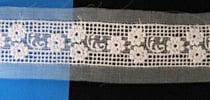 12-72820 - Swiss Cotton Organdy, White on White Insertion w/Triple Entredeux 