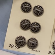 Vintage Italian Button: Card of 6 Shank, 1/2