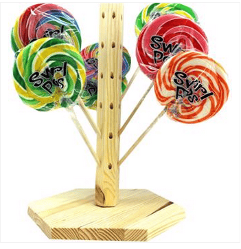 Albert Swirl Twirl Whirly Pops 3 oz On Wooden Tree
