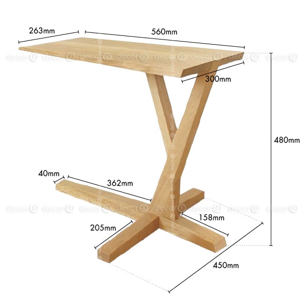 Frankel Solid Wood Cantilever Side Table - Dimension