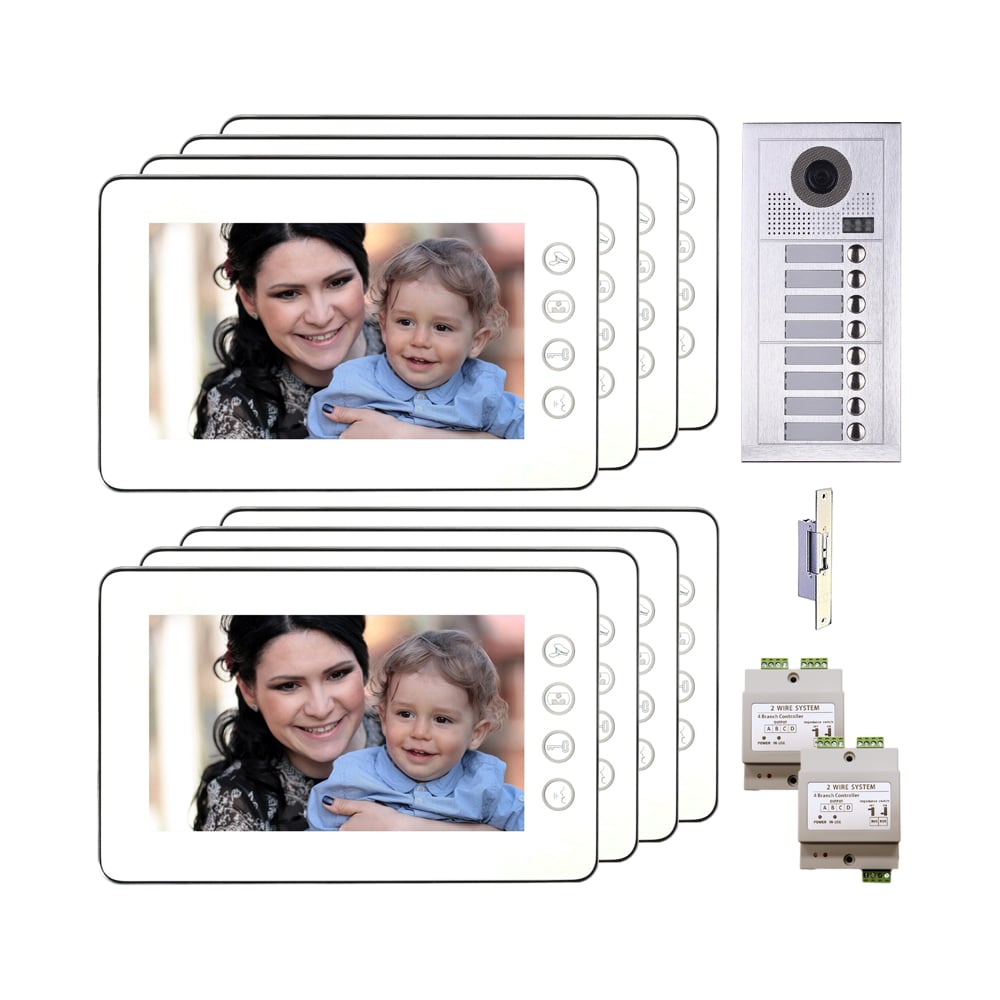MT Series Video Intercom System Kit 10 Inch Monitor 8 Tenant