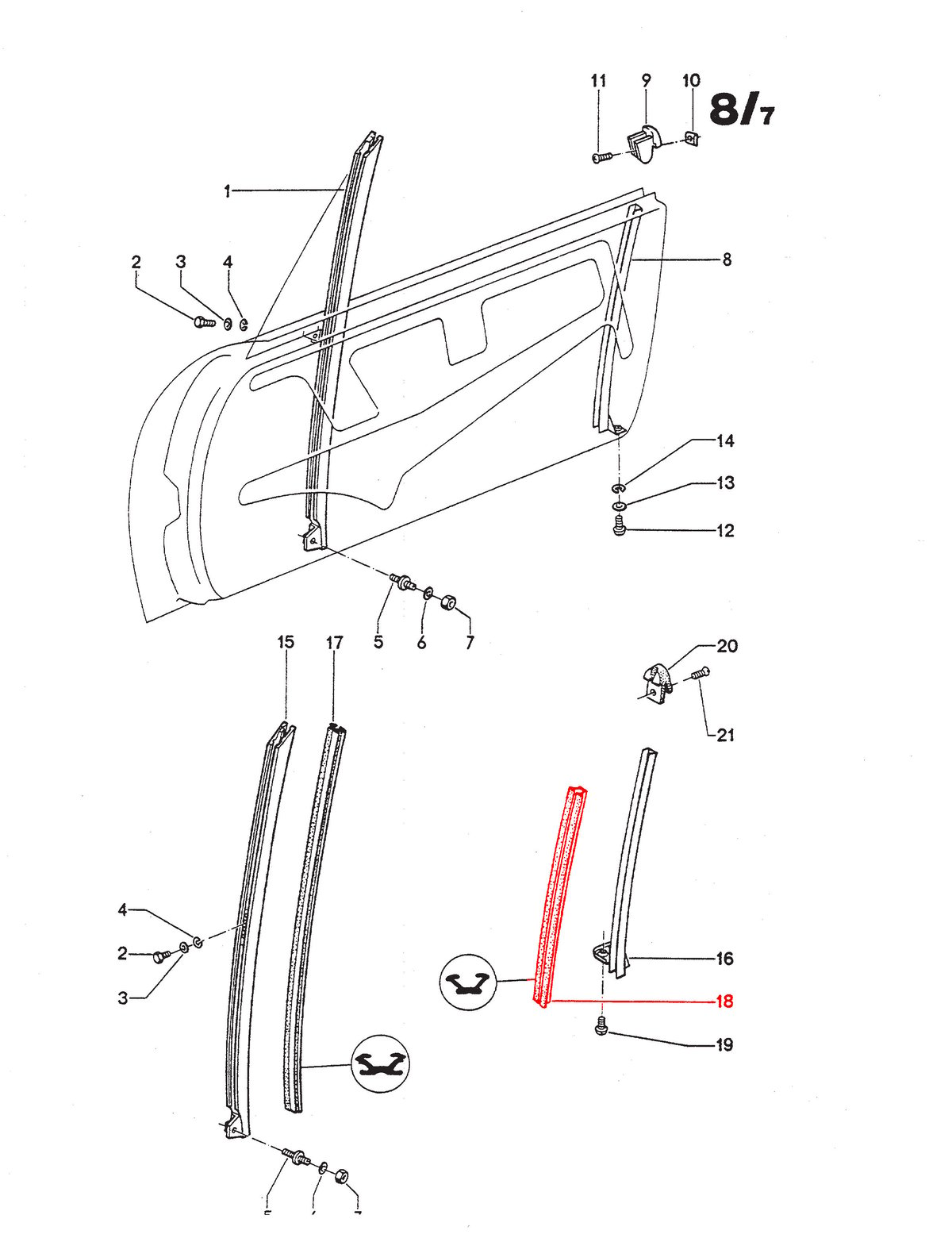 Location of the rear window fuzzy channel in the Porsche PET Catalog