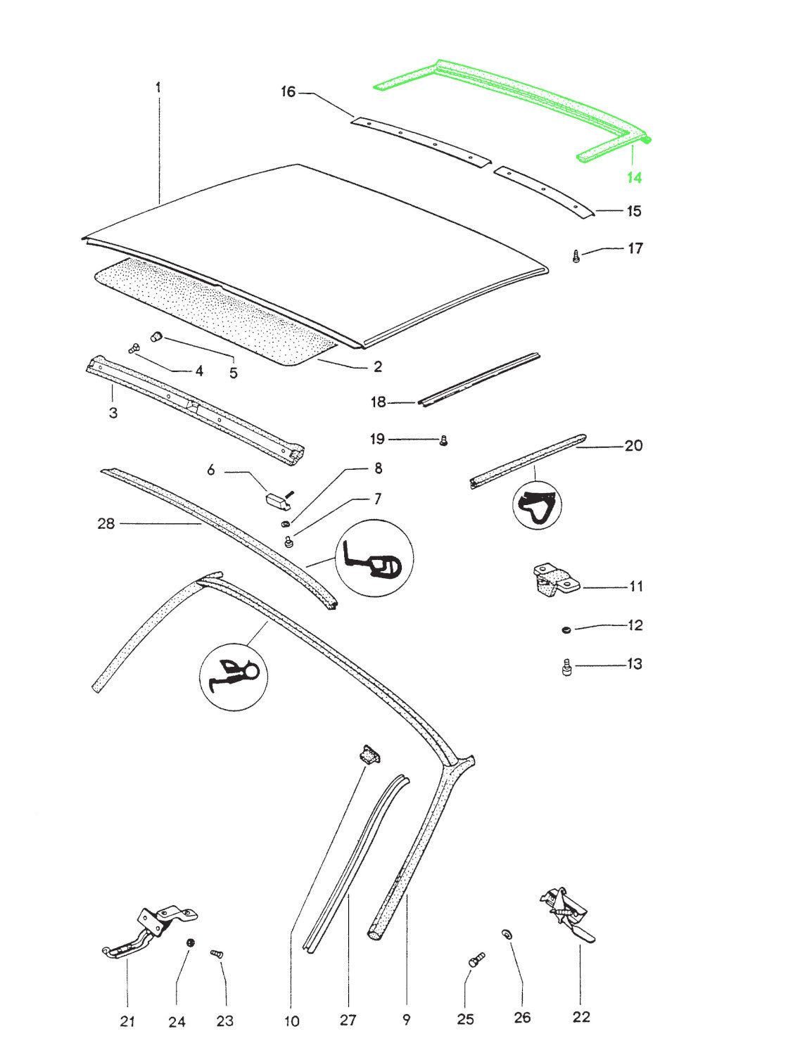 Rear Targa Seal PET Location