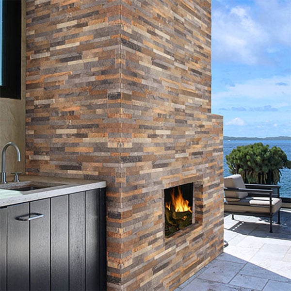 Gold Porcelain Stacked Stone - Dekora Ledger Panels