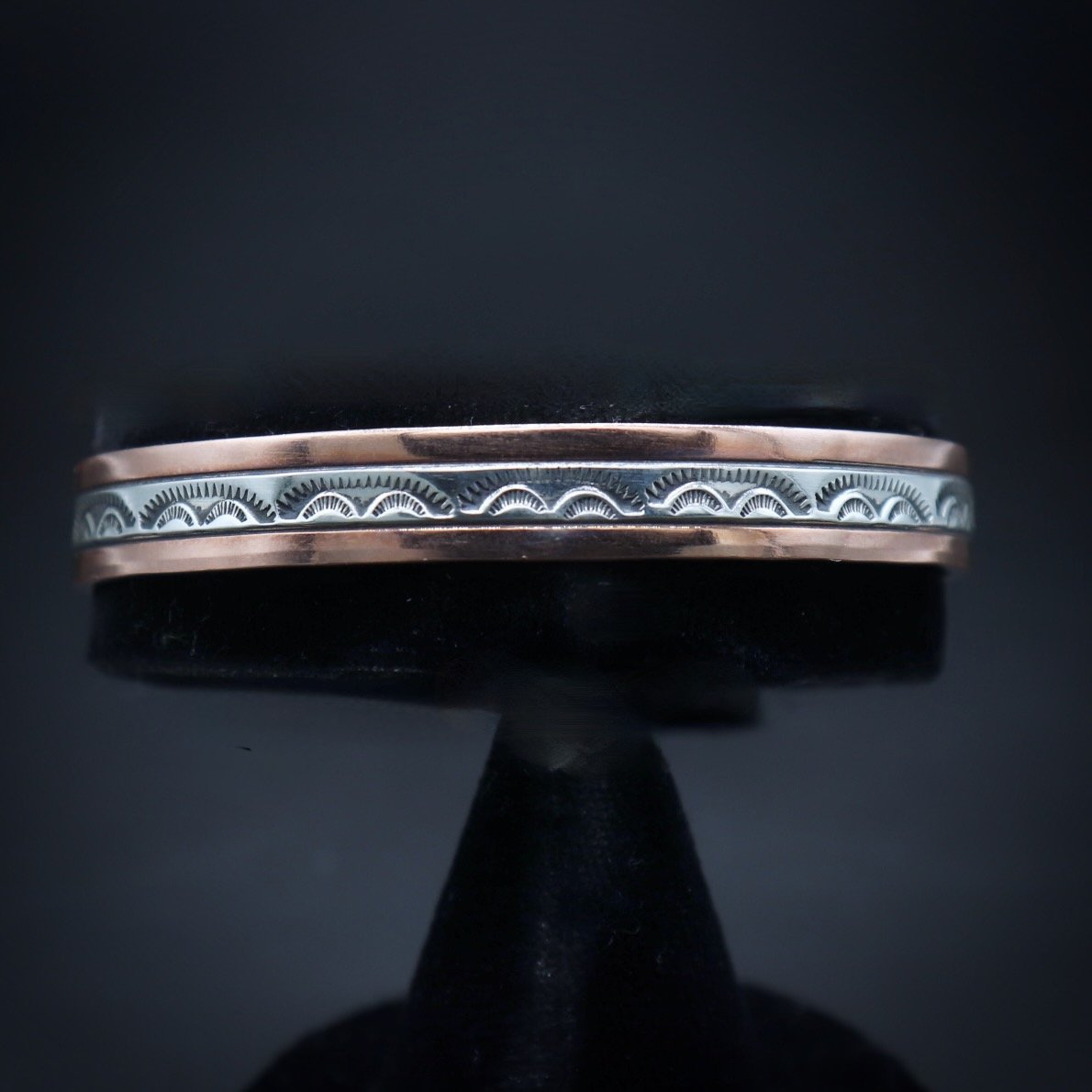 Toh-atin Gallery Durango Colorado Navajo Bracelet Copper and Silver by Randy Secatero and Sylvana Apache