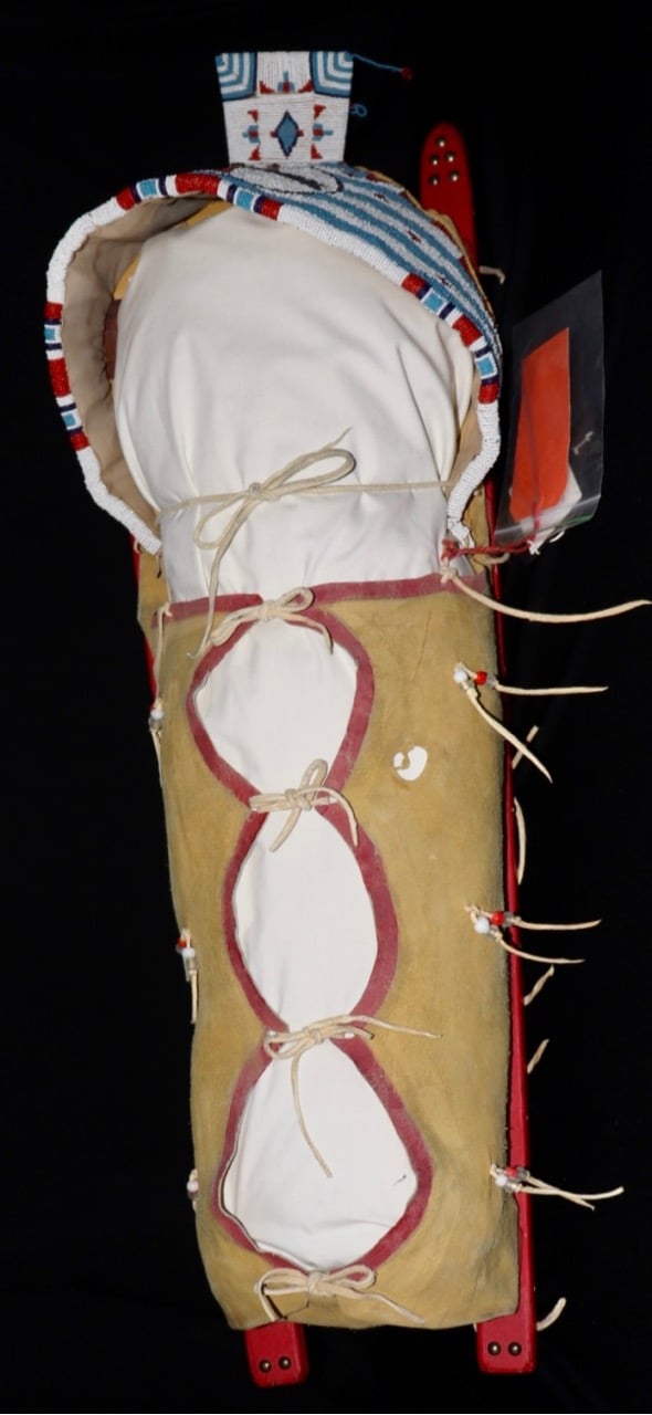 Toh-atin Gallery Durango Colorado Plains Cradle Board Ca. 1923 with Second Premium Ribbon from Franklin County Fair