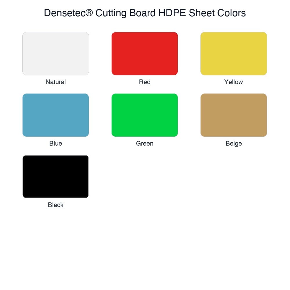 DENSETEC CUTTINGBOARD color chart showing available sheet colors