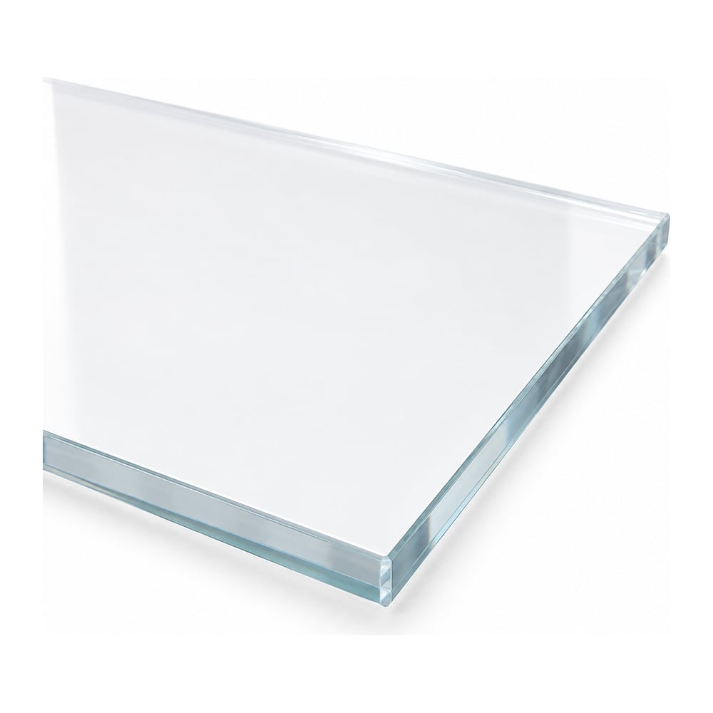 Clear abrasion resistant coated polycarbonate sheet, glossy, with protective masking peeled at one corner