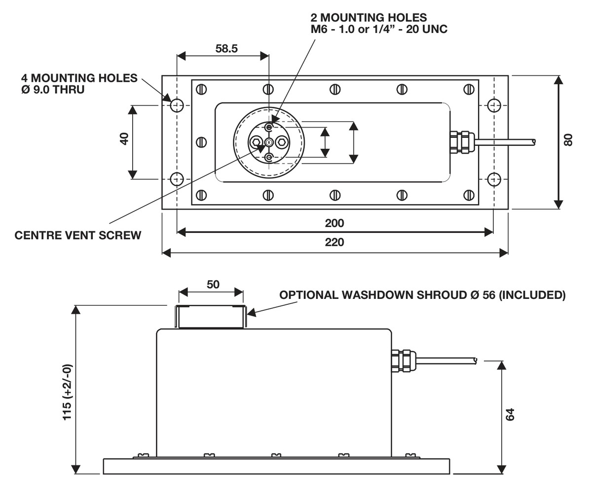 Tedea-Huntleigh 240-20kg 00240-020K-D5-04X Single Point Load Cell dimensions drawing