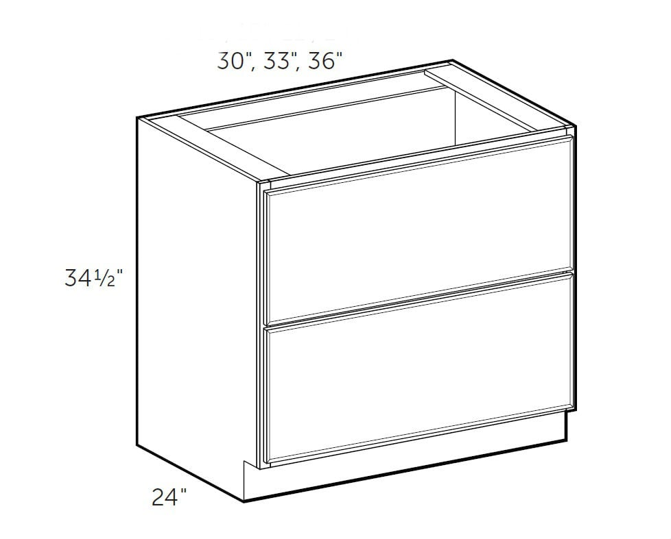 Timeless Pewter 33" 2-Drawer Base Cabinet