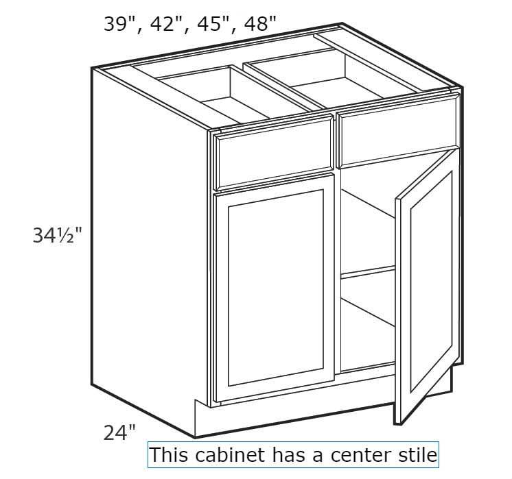 Timeless Pewter 42" Base Cabinet