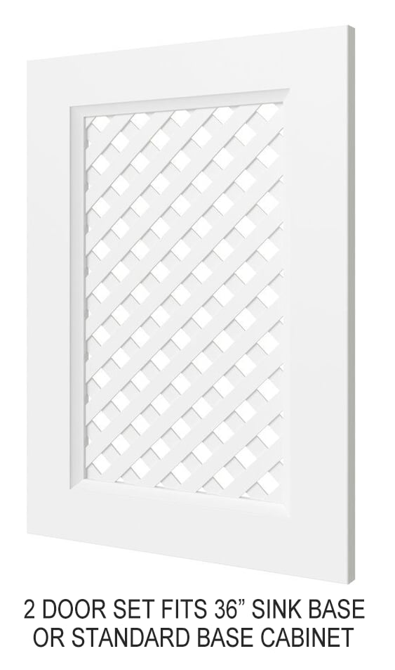 Classic White Lattice Door Set For 36" Sink Base Or Base Cabinet, WoodCabinets4Less