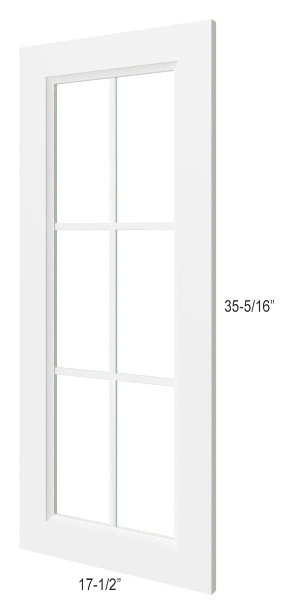 Classic White Mullion Glass Door Fits 18" X 36" Classic White Wall Cabinet, WoodCabinets4Less
