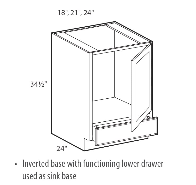 Timeless Pewter 24" Inverted Sink Base Cabinet