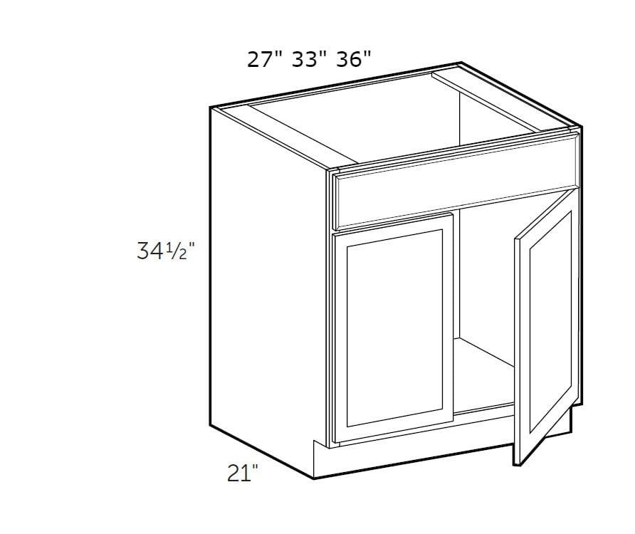 Timeless Pewter 36" Vanity Sink Base Cabinet