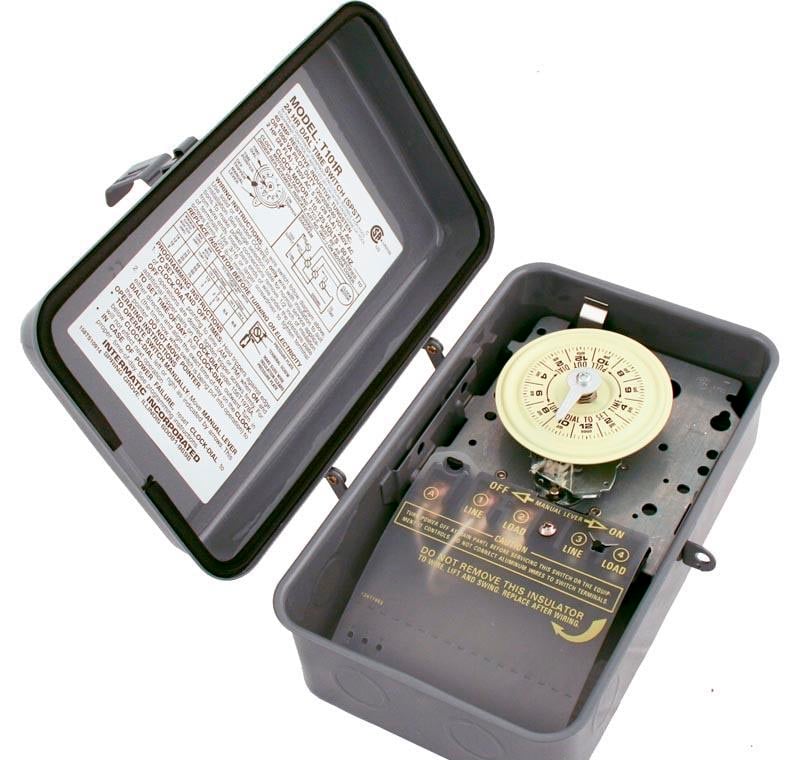 Timatic Clock Intermatic - Time Clock SPST 125v 24hr Metal Case - T101R