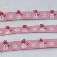 French Jacquard Ribbon, Snowman w/Fringe Hats 
