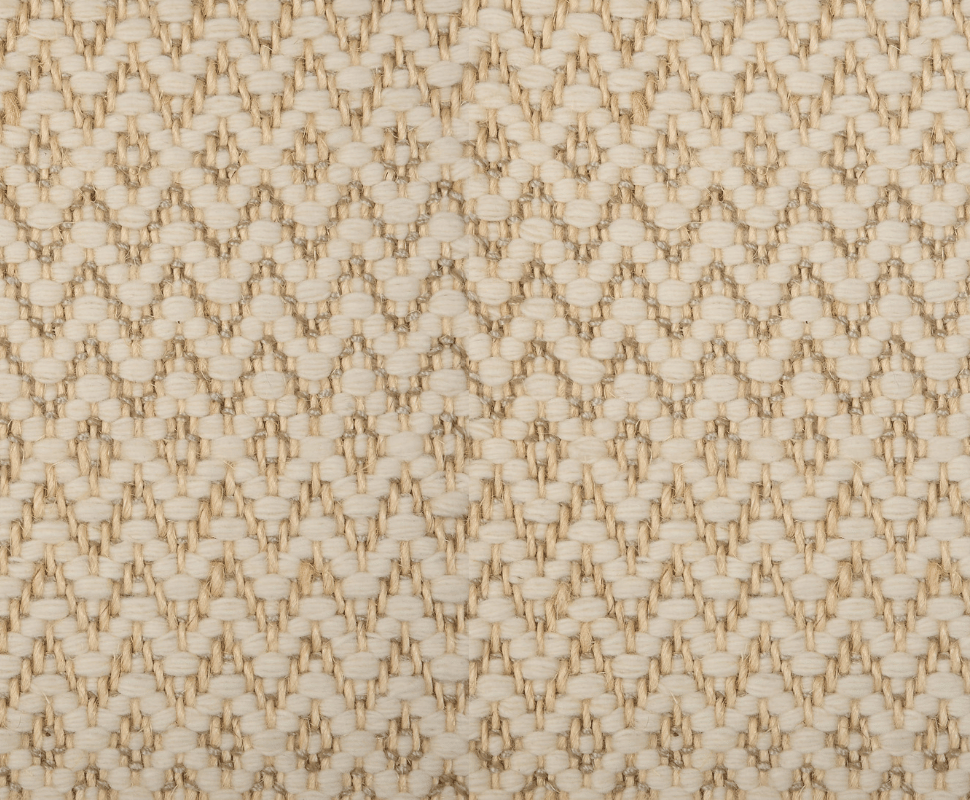 High-resolution macro swatch of Kravet Cape Town Natural carpet showing ivory wool and sisal chevron loop.