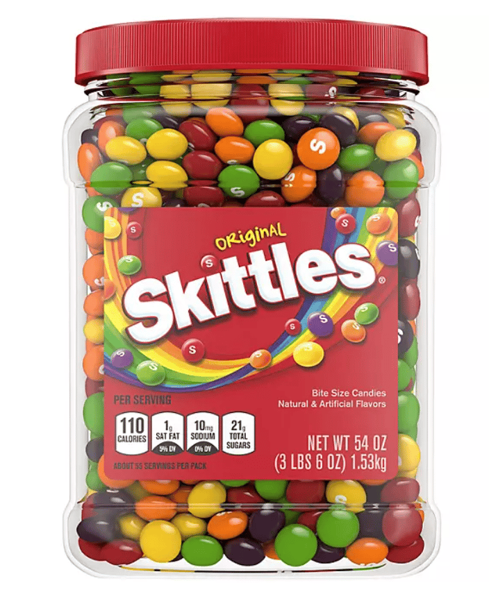 Tub Skittles Original Candy Jar 54 oz. (1.53kg) Jar