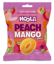 Hoola Peach Mango Rings Peg Bag With Display 6oz (170g)
