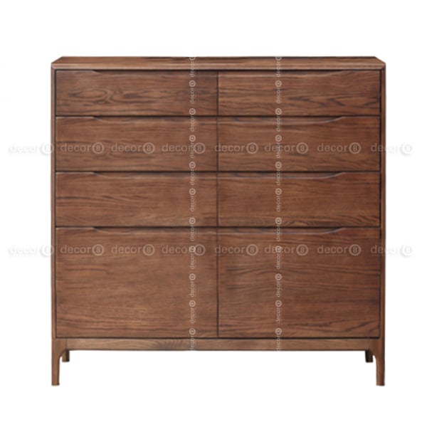 Martin Solid Wood Chest of 8 Drawers with High Low Drawer - Walnut