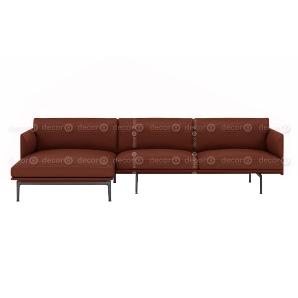 D8 OUTLET - Lea Contemporary Leather L Shaped Sofa - Brown