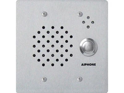 Aiphone IE-SS/A stainless steel vandal and weather-resistant door station, designed for flush mounting and secure communication.