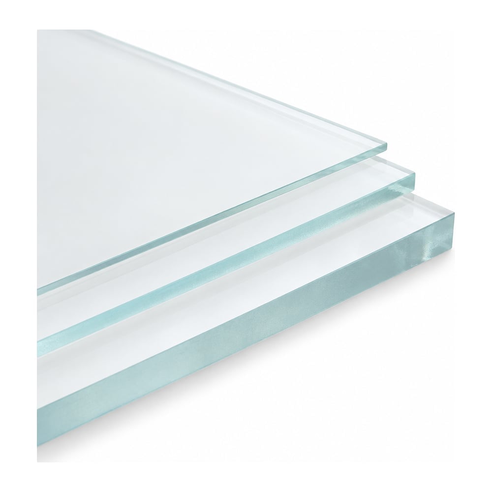Frosted matte clear acrylic sheets stacked in three thicknesses on a white background