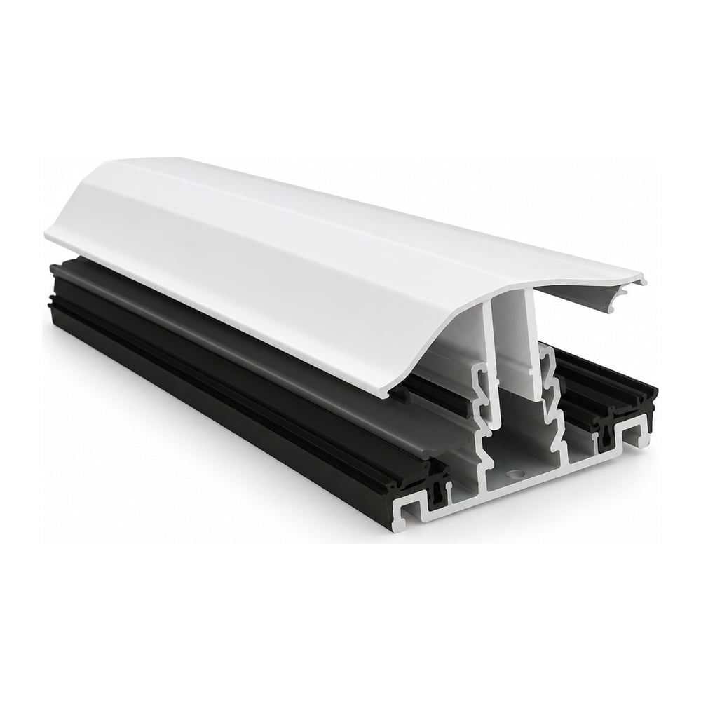 Two-part polycarbonate glazing bar with base profile, snap-on cap and gaskets for 25mm multiwall panels