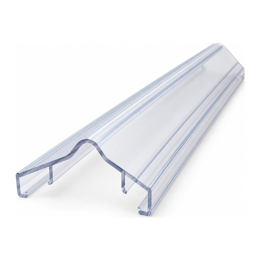 Clear extruded polycarbonate ridge profile with twin glazing channels for 8mm multiwall panels